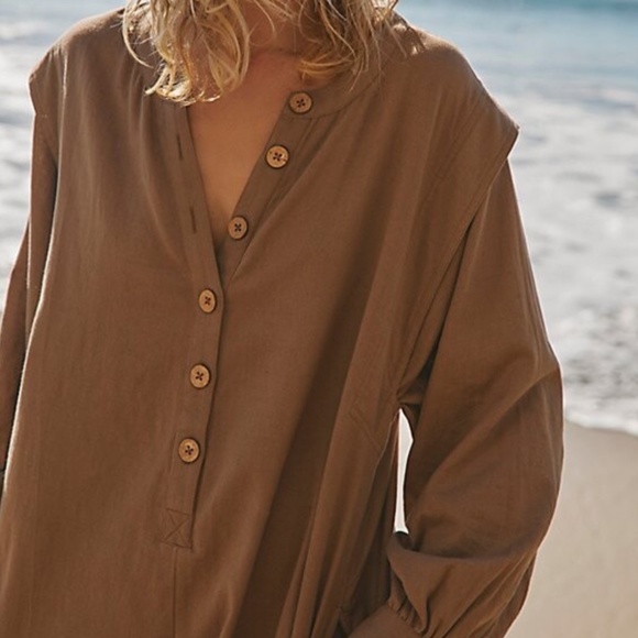 Free People Leyla Romper in  Otter size small NWT - Picture 3 of 10